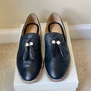 EUC Franco Sarto Hadden Leather Loafers, Black, Size 7.5